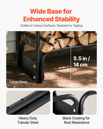2,4 m vedställ för utomhusbruk med lock, 244 cm x 36 cm x 117 cm, kraftig vedhållare och vattentätt 600D Oxford-lock för öppen spis, uteplats, vedställ för inomhus-/utomhusbruk för 1/2 vedsträng