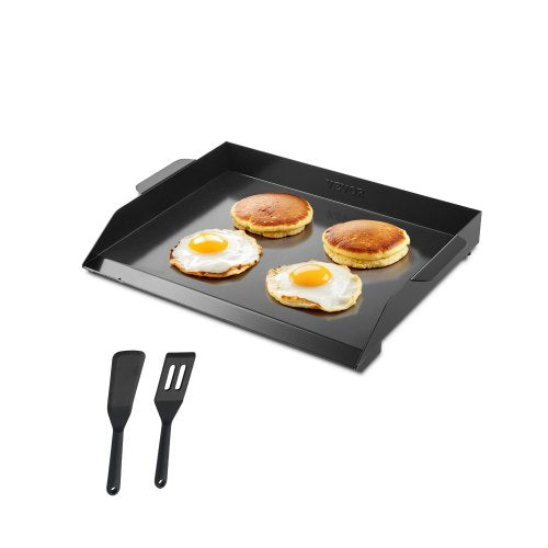 Stekplåt i kolstål, 22x16 tum universal platt rektangulär platta, gasgrillstekplåt för BBQ-grill, teppanyaki, bärbara familjeköksredskap, för camping, tailgating-fest, svart