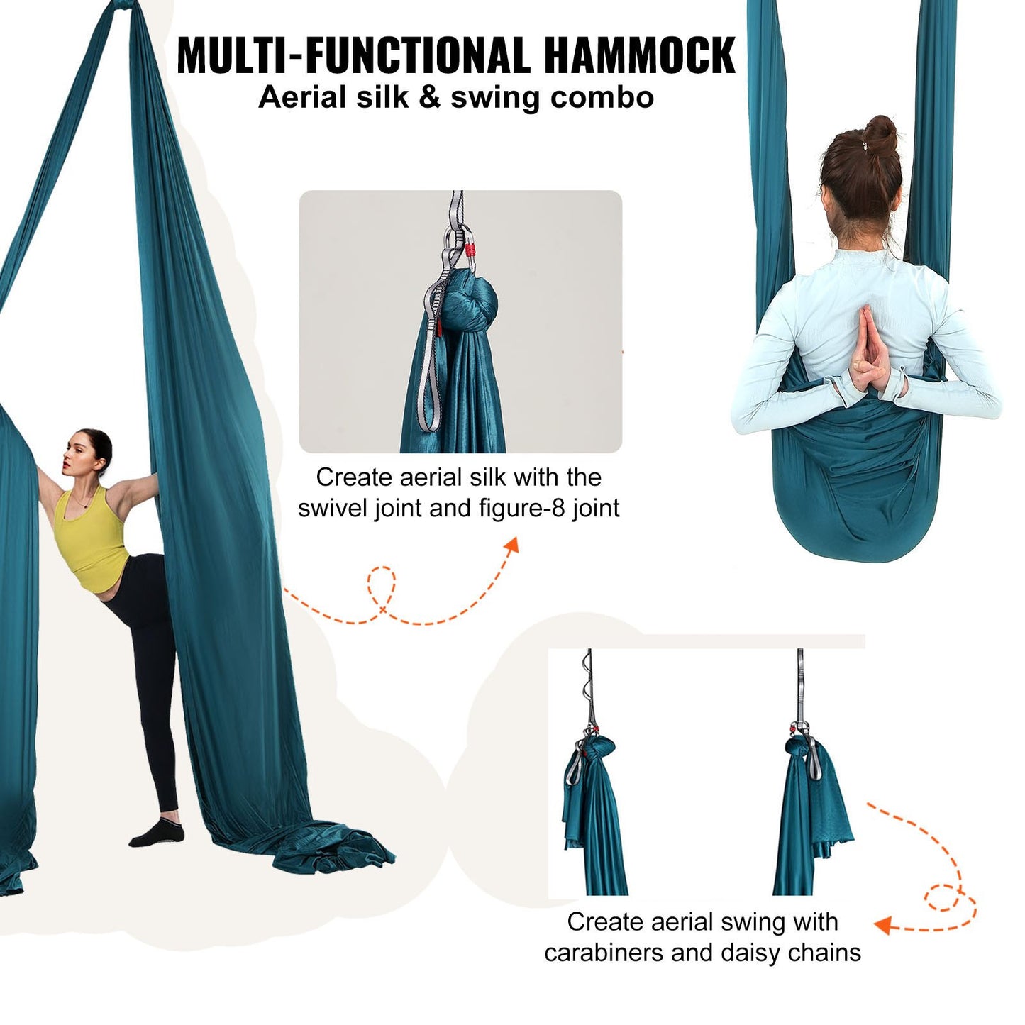 Aerial Silk &amp; Yoga Swing, 11 Yards, Aerial Yoga Hammock Kit med 100gsm nylontyg, komplett riggningshårdvara och enkel installationsguide, antigravitationsflygning för alla nivåer fitness bodybuilding, grön