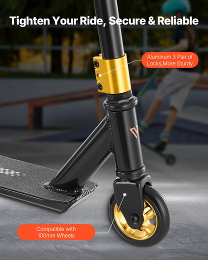 Trickscooter, kompletta trickscooters för barn i åldrarna 11-13 år, tonåringar, vuxna, pojkar och flickor, freestyle street rider för mellannivåer och nybörjare, lättviktigt aluminiumdäck, ABEC-9-kullager