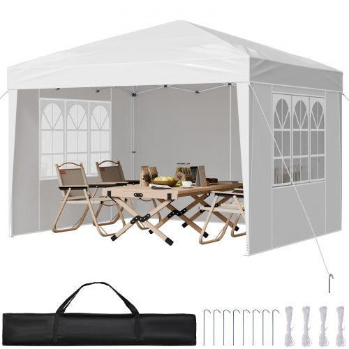 Pop-up-tält, 2,95 x 2,95 m portabel paviljong med direkttak, 3 sidoväggar och 2 ventilerade fönster, höjdjusterbart pop-up-tält för utomhusbruk för evenemang, uteplats, bakgård, fest, parkering