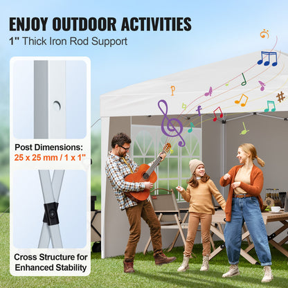 Pop-up-tält, 2,95 x 2,95 m portabel paviljong med direkttak, 3 sidoväggar och 2 ventilerade fönster, höjdjusterbart pop-up-tält för utomhusbruk för evenemang, uteplats, bakgård, fest, parkering