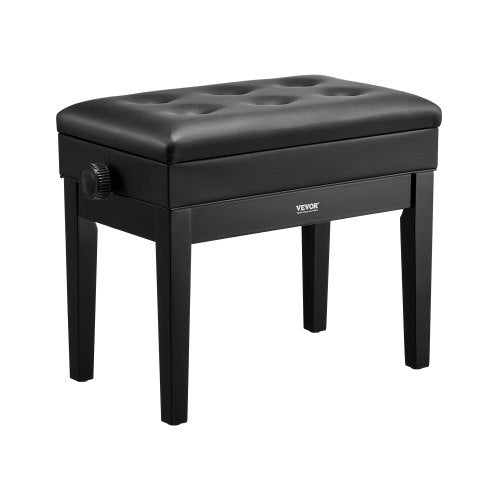 Justerbar piano- och keyboardbänk med förvaring, vadderad sits, bokhylla i trä, pall 56x34x49cm
