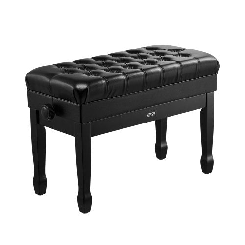 Justerbar piano- och keyboardbänk med förvaring, vadderad sits, bokhylla i trä, pall 750x360x515mm