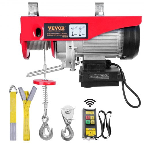 Elektrisk lyftanordning, 598,7 kg lyftkapacitet, 1150W 220V elektrisk stålvajervinsch med trådlös fjärrkontroll, 1219 cm lyfthöjd med enkel vajer och motor, för garage, lager, fabrik