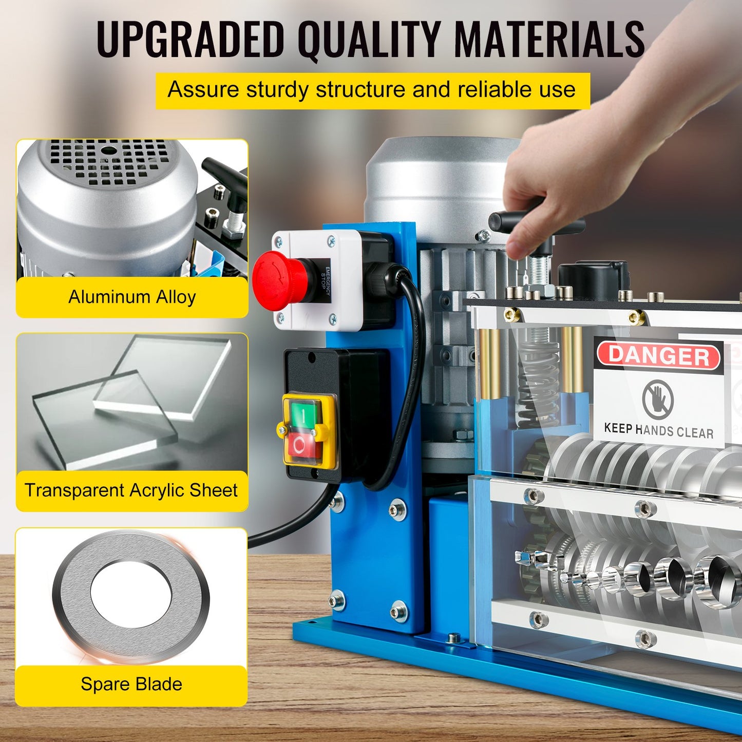 Elektrisk avisoleringsmaskin, 1,5-38 mm automatisk avisoleringsmaskin, 11 kanaler och 10 blad, avisoleringsverktyg 2286 cm/minut, för återvinning av koppartråd