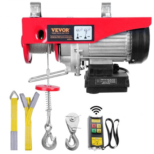 Elektrisk lyftanordning, 249,5 kg lyftkapacitet, 510W 220V elektrisk stålvinsch med trådlös fjärrkontroll, 1219 cm lyfthöjd med enkel kabel och motor i ren koppar, för garage, lager och fabrik