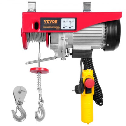 Elektrisk lyftanordning, 598,7 kg lyftkapacitet, 1150 W 220 V elektrisk stålvajervinsch med 427 cm trådbunden fjärrkontroll, 1219 cm lyfthöjd med en kabel och motor i ren koppar, för garage, lager, fabrik