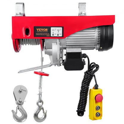 Elektrisk lyftanordning, 998 kg lyftkapacitet, 1600W 220V elektrisk stålvajervinsch med 427 cm trådbunden fjärrkontroll, 1219 cm lyfthöjd med enkel vajer och motor i ren koppar, för garage, lager, fabrik