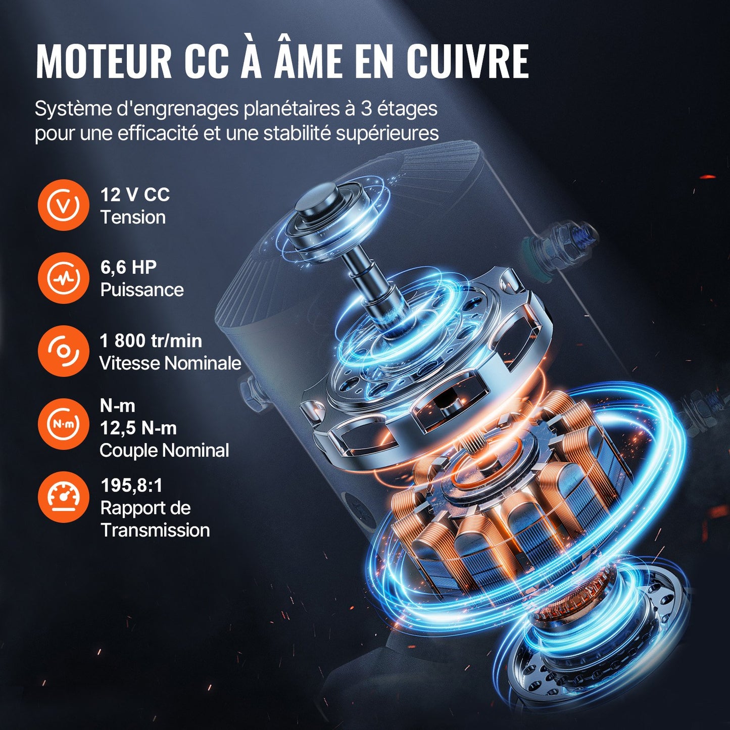 Elektrisk vinschtruck 6123,5 kg syntetiskt rep vattentät fjärrkontroll