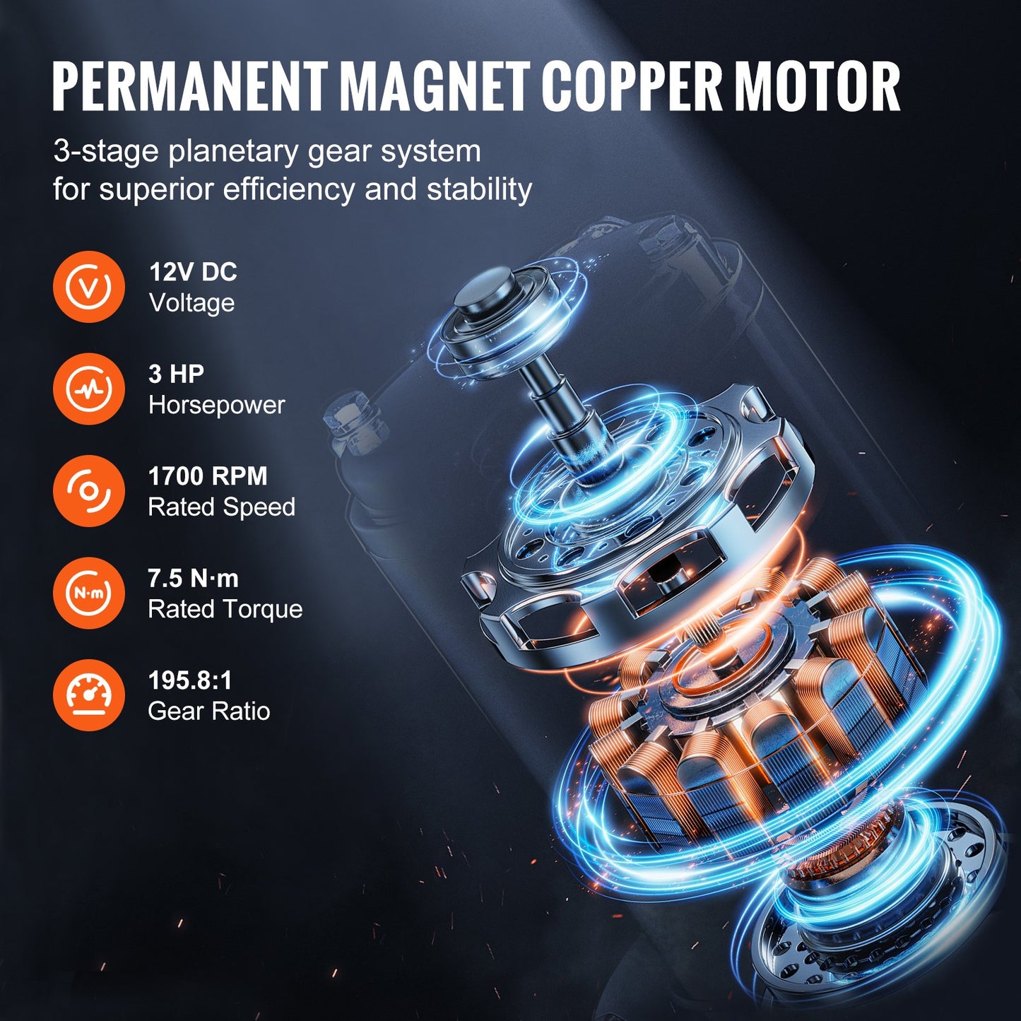 Elektrisk vinschtruck 4535,9 kg syntetiskt rep vattentät fjärrkontroll