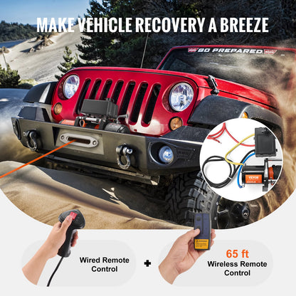 Elektrisk vinsch för lastbil 2721,6 kg syntetiskt rep vattentät fjärrkontroll