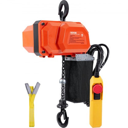 Elektrisk kättingtelfer, 150 kg lastkapacitet, 3 m lyfthöjd, 2,1 m/min hastighet, 230 V, enfas traverskran med G80-kedja, 3 m trådbunden fjärrkontroll för garage, butik, hotell, hem