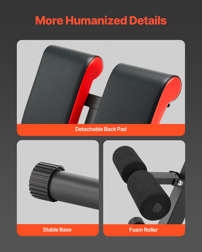 Multifunktionell viktbänk för helkroppsträning, romersk stol hyperextensionsbänk, 145 kg justerbar och hopfällbar utrustning för rygg- och armkärna-magträning, sit up-träningsmaskin för hemmagym