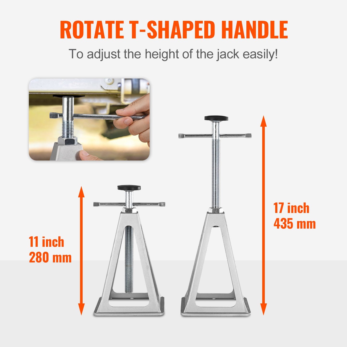 Domkrafter för husbilsstabilisering, 4-pack aluminium domkrafter för husbilsnivåer, domkrafter för husbilshusvagn, stöd för domkraft med enkel skruv upp till 2721,6 kg, justerbar från 27,9 till 43,2 cm