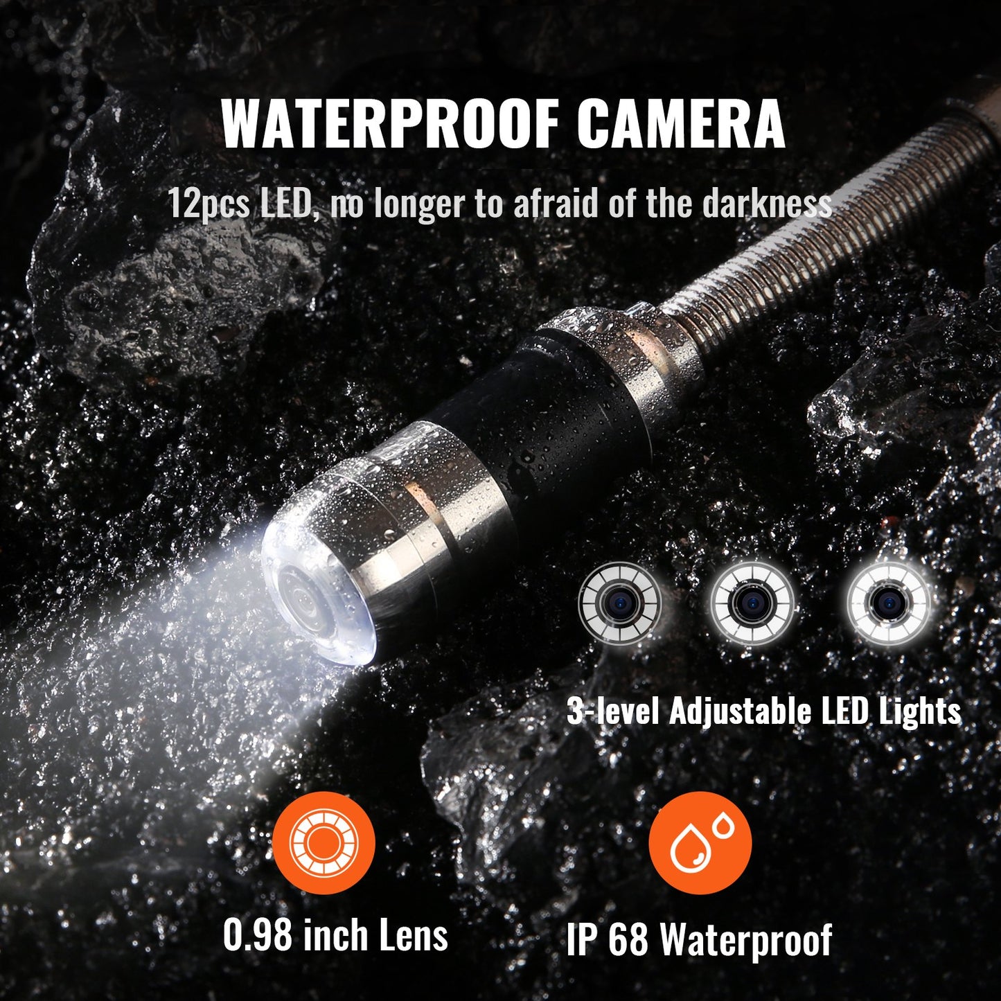 Sewer Camera Pipe Inspection Camera 17.8 cm 1000TVL Camera 30.5m w/Locator 512Hz