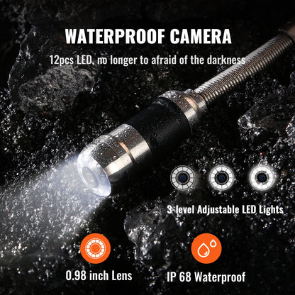 Sewer Camera Pipe Inspection Camera 17.8 cm 1000TVL Camera 30.5m w/Locator 512Hz