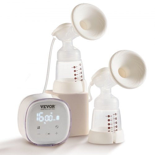 Bröstpump, dubbla elektriska bröstpumpar, 4 lägen och 16 nivåer, 300 mmHg stark sugkraft, 2800 mAH uppladdningsbar amningspump med anti-backflow och LED-display, 18/21 mm insatser, 24/28 mm flänsar