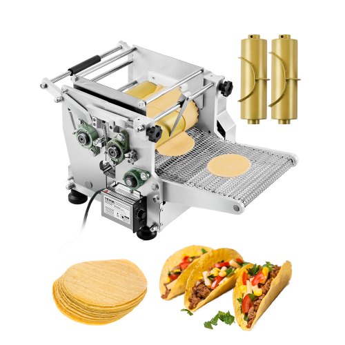 Elektrisk tortillamaskin, automatisk majstortillamaskin med non-stick-beläggning och två formar (10 cm + 15 cm), elektrisk chapattimaskin lämplig för produkter, sopes roti, pita, tortilla, pizza