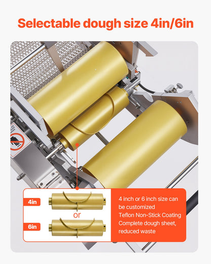 Elektrisk tortillamaskin, automatisk majstortillamaskin med non-stick-beläggning och två formar (10 cm + 15 cm), elektrisk chapattimaskin lämplig för produkter, sopes roti, pita, tortilla, pizza