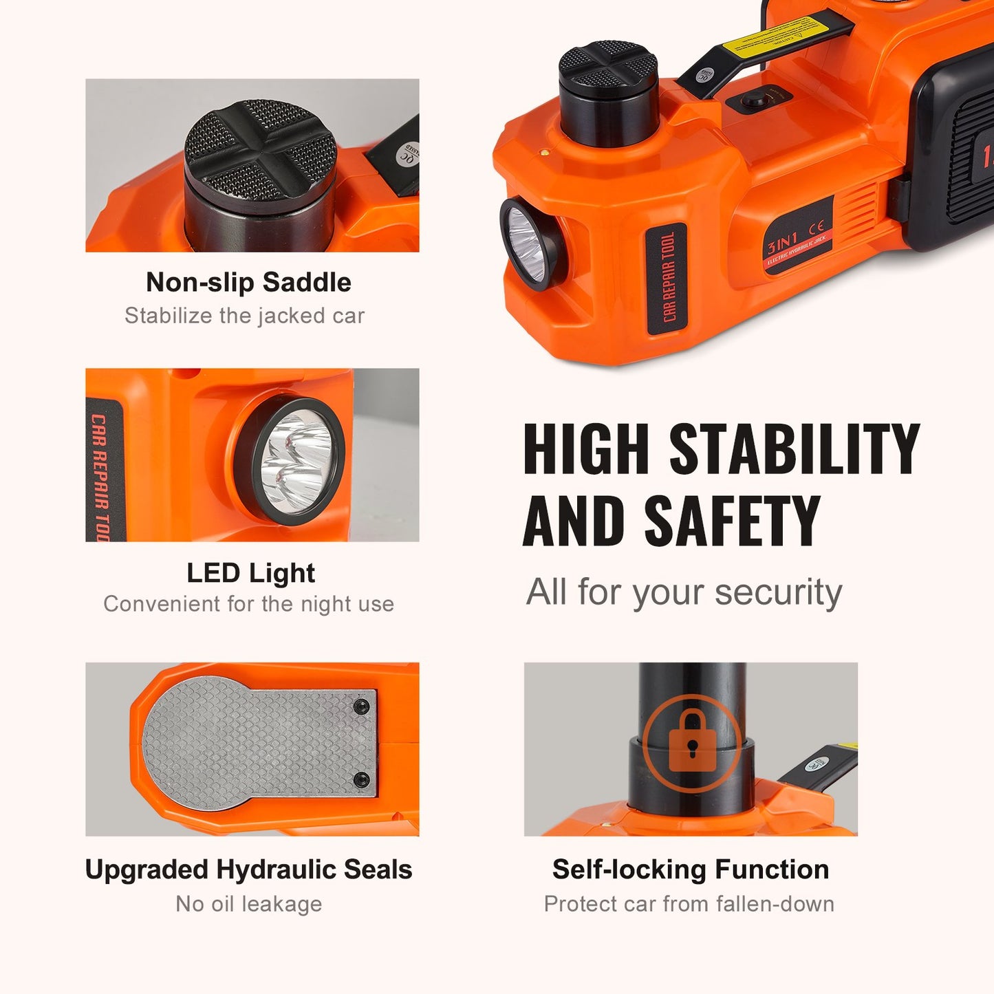 Elektrisk hydraulisk domkraft för bilgolv 5 ton 12V inbyggd däckpump