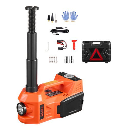 Eldomkraft för bil, 5 ton/11000 lbs, elektrisk saxdomkraft med inbyggd pump, 12V justerbart däckbyte med säker hammare och LED-ljus, bärbar domkraftsats för sedan, SUV, lastbil