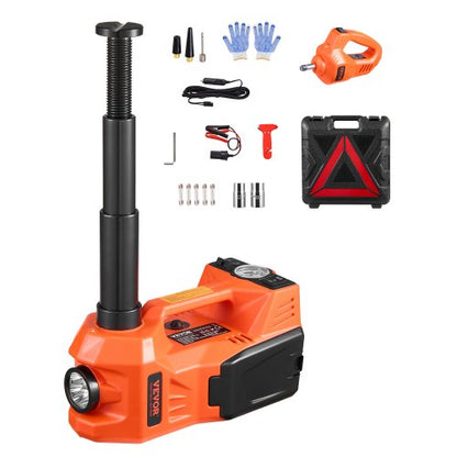 Eldomkraft, 5 ton/11000 lbs, elektrisk saxdomkraft med inbyggd pump, 12V däckbyte med elektrisk slagnyckel och LED-lampa, bärbar domkraftsats för sedan, SUV, lastbil