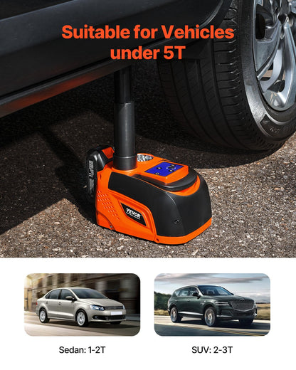 Eldomkraft, 5 ton/11000 lbs, justerbar elektrisk saxdomkraft med hög lastkapacitet, däckbyte med LED-ljus och fjärrkontroll, bärbar domkraftsats för sedan, SUV, lastbil