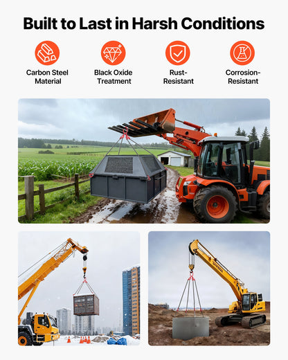 Kättinglyft, 10 mm x 3 m lyftkedjor med 4 gripkrokar, kraftig lyftlyft i G80-legerat stål, 10,4 tons kapacitet, justerbara motorkättinglyftar för bogsering av lastsäkerhet