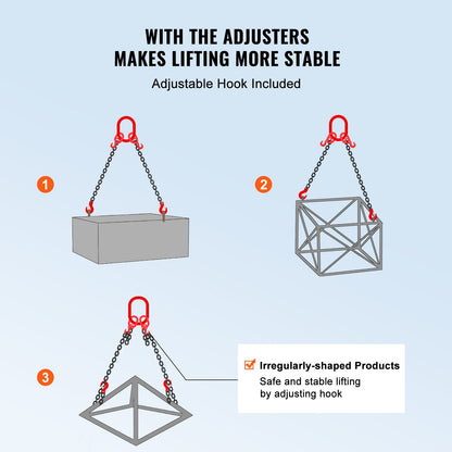 9,5 mm x 182,9 cm kättingslinga med 2 ben, G80 lyftkedja med gripkrokar, 4989,5 kg