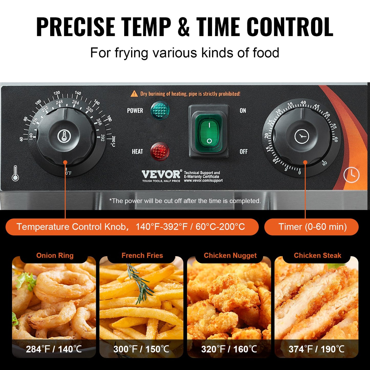 Kommersiell fritös, 3000W elektrisk bänkfritös med korg, 11,6 Qt / 11L rostfrittös med enkel olja, tids- och temperaturkontroll, överhettningsskydd, för köksrestaurangbruk