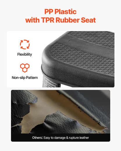 Mekanikerpall, kapacitet 136 kg Garagestol/arbetspall med hjul, 360° svängbar verkstadspall med verktygslåda och skruvmejselställ, kraftig, för garage, verkstad och bilreparationer, svart