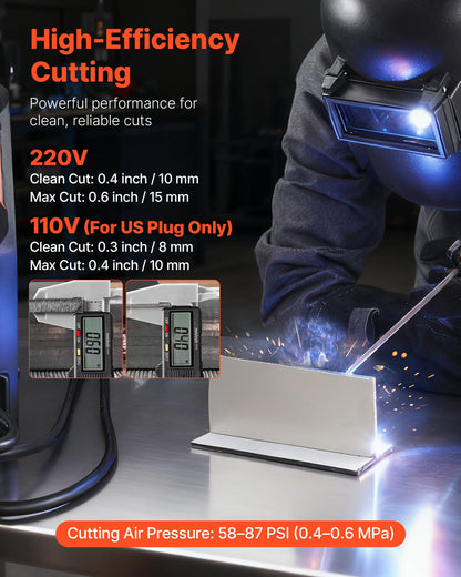 3-in-1 Plasma Cutter Welder Combo - CUT/TIG/MMA, 50A Plasma Cutting Machine & 200A TIG Stick Welder, LED Digital Display with 2T/4T/PA/PT Function for Home Repairs, Workshops, 220V