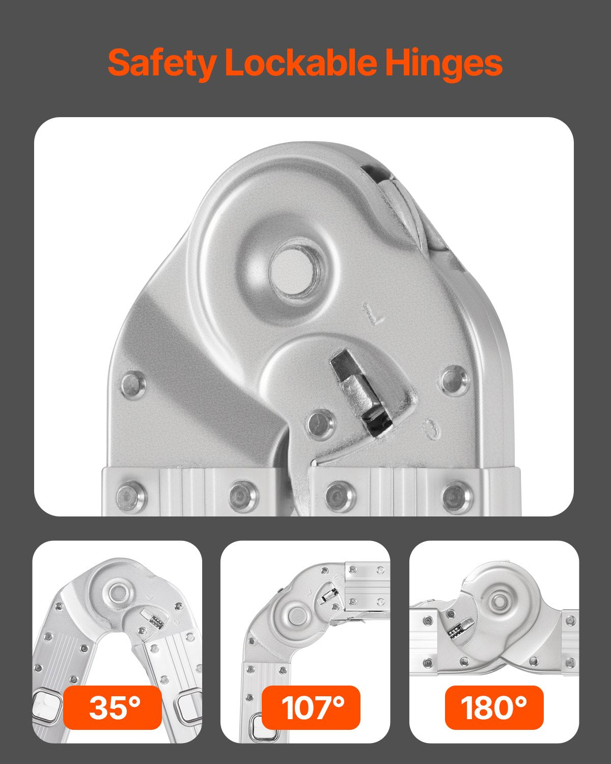 Hopfällbar stege för flera ändamål, 7-i-1 hög stege, justerbar teleskopstege med A-ram och 3 steg, kraftig förlängningsstege med räckvidd och 3,6 meter, kapacitet 150 kg för utomhusarbete i hushållet