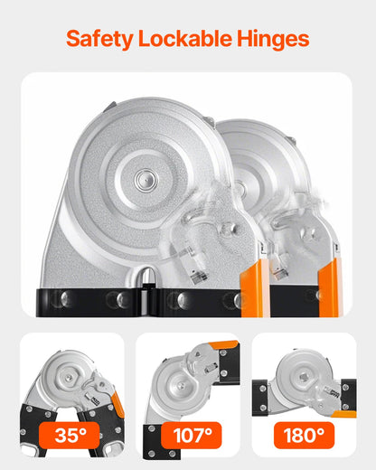 Hopfällbar stege för flera ändamål, 7-i-1 hög förlängningsstege, A-ram 4-stegs med ställningsplanka Teleskopstege, 15,5 fot räckvidd Kraftig, 330 lbs Kapacitet för hemmabruk utomhus