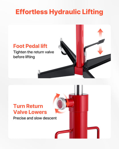 Hydraulic Transmission Jack, 1100 lbs / 0.5 Ton Lifting Capacity Telescoping Transmission Jack with Foot Pedal, 360° Swivel Wheel, 127-202 cm High Lifting Height, Lift Hoist for Garage/Shop