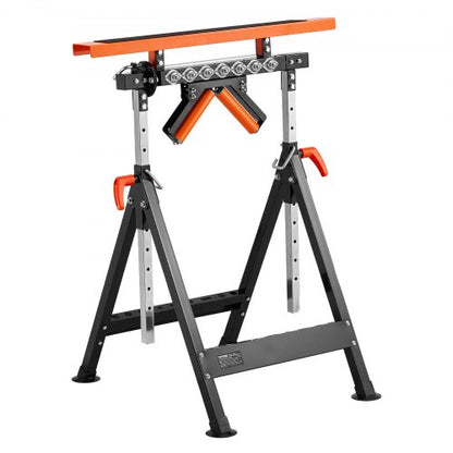 4-i-1-rullstativ, 200 kg lastkapacitet, 84–127 cm (33–50 tum) justerbar höjd, hopfällbar, kraftig med ställ och polerat flerriktat rullhuvud, för bordssåg, utmatning, träbearbetningsförlängningsstöd