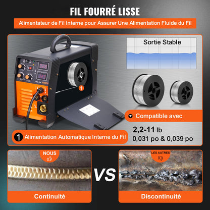 MIG-svets 250 Amp MIG TIG-bågsvets 3-i-1-svetssvetsmaskin 220V TIG-svets Lift-bågsvets MMA-pinne IGBT DC-växelriktarsvets Kombinationssvetsmaskin med digital display