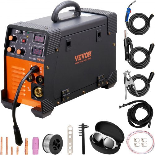 MIG-svets 200 Amp MIG TIG-bågsvets 3-i-1-svetssvetsmaskin 220V TIG-svets Lift-bågsvets MMA-pinne IGBT DC-växelriktarsvets Kombinationssvetsmaskin med digital display