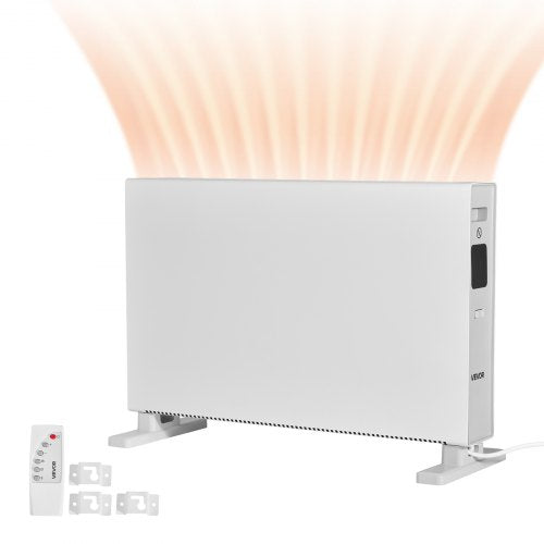 Konvektionspanelvärmare, 2000W elektrisk panelvärmare med fjärrkontroll och pekkontroll, 3 lägen, 24 timmars timer, stativ- eller väggmonterad design med tippskydd och överhettningsskydd för hem och kontor