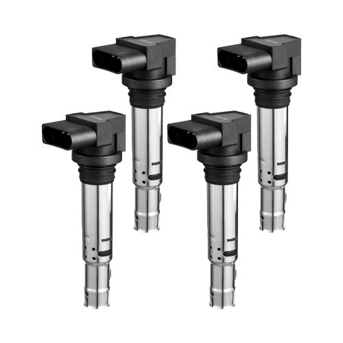 Tändspolepaket, 4-pack, kompatibel med Audi A1, A3, Seat Alhambra, Altea, Cordoba, Ibiza, Leon, Toledo, Volkswagen Golf, Polo, Tiguan, Vento, för Audi 1.4T 1.8T 1.6L, Volkswagen 1.4L 1.6L
