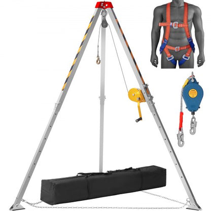 Stativkit för trånga utrymmen, 544 kg vinsch, stativ för trånga utrymmen 2,13 m ben och 30 m kabel, räddningsstativ för trånga utrymmen 10 m fallskydd, sele, förvaringsväska för traditionella trånga utrymmen