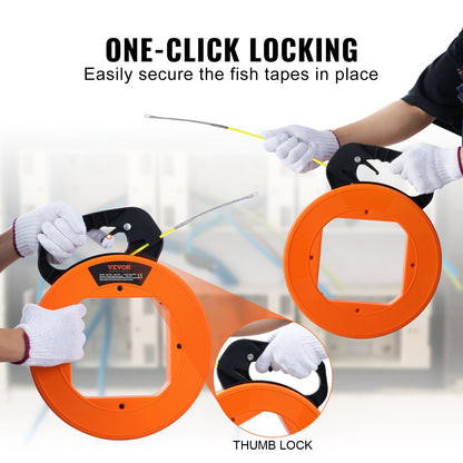 Fisktejp Kabelavdragare 30,5 m-4,23 mm (100 fot 1/6 tum) Glasfiber Hög plasthölje