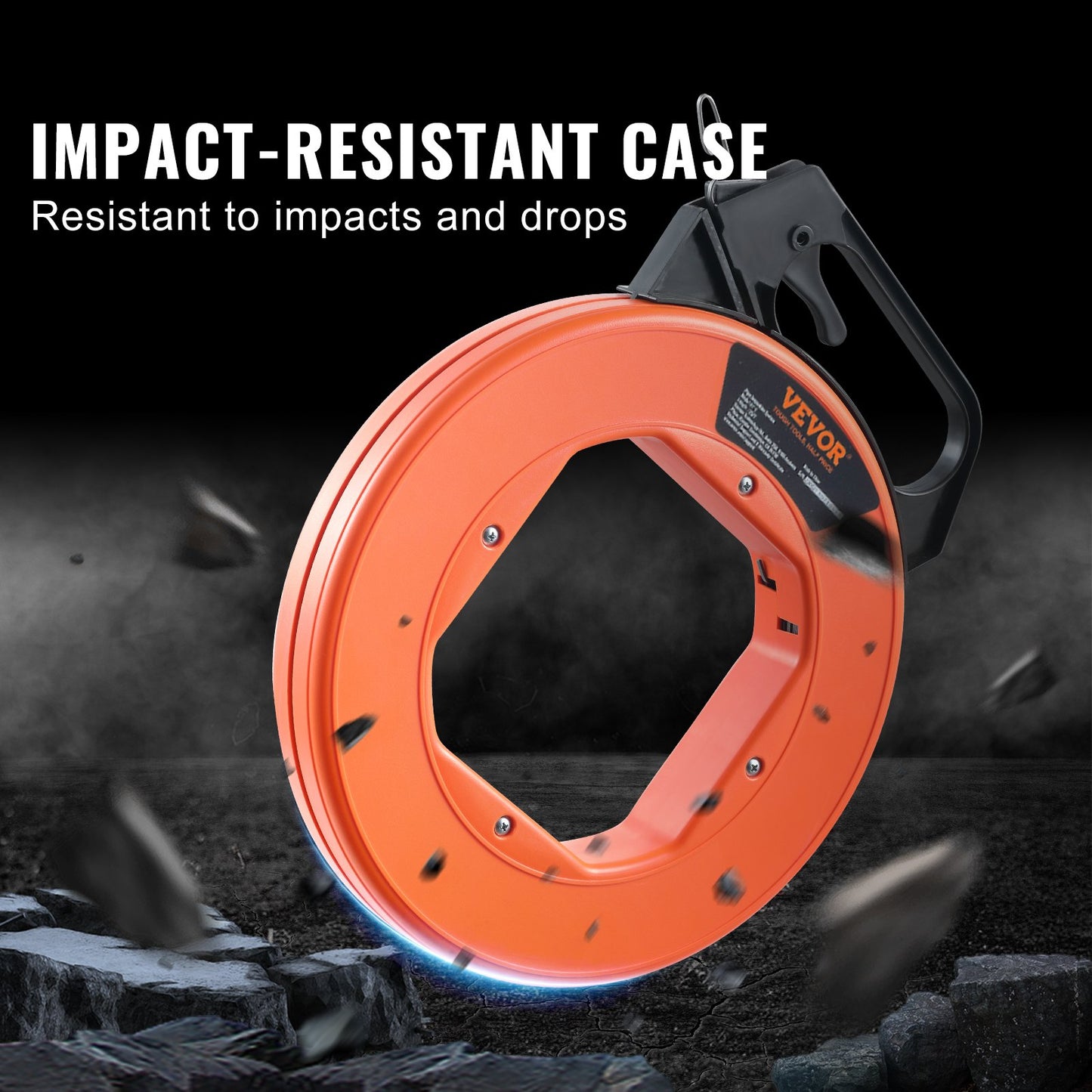 Fisktejp, 73,2 m 3 mm (240 fot, 1/8 tum), ståltrådsavdragare med optimerat hölje och handtag, lättanvänt kabelavdragare, flexibla trådfiskeverktyg för väggar och elrör, icke-ledande