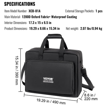 Vadderad gigbag för DJ-mixer, 1200D Oxford-tyg, bärväska för DJ-utrustning med förvaringsficka 1,4 m Avtagbar axelrem 0,39 tum vaddering, 19,29 x 8,66 x 15,34 tum förvaringsfodral för DJ-kontroller