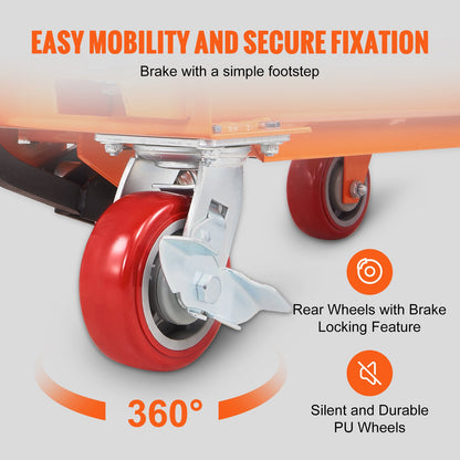 Hydraulisk lyftbordsvagn, 1100lbs kapacitet 35,4" lyfthöjd, manuellt enkel saxlyftbord med 4 hjul och halkfri dyna, hydraulisk saxvagn för materialhantering och transport