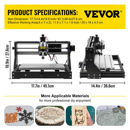 CNC 3018 Pro 2500MW 300×180×40mm CNC-maskin GRBL-styrd minilasergravör med offline-kontroller 3-axlig lasergraveringsmaskin för snidning, fräsning, plast, akryl, PVC, trä