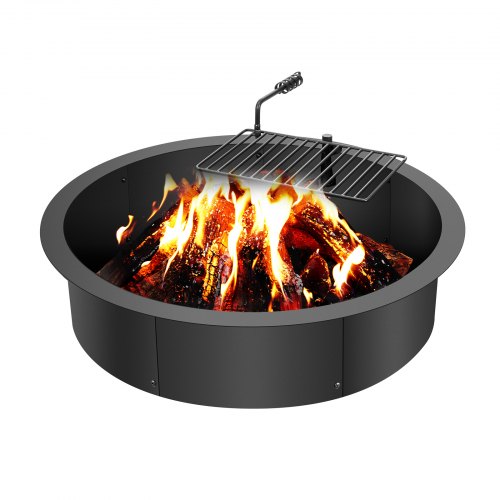 Eldgropsring, eldgropinsats med grilleldring, 35-tums ytterdiameter/31-tums innerdiameter, 8,5 tums höjd, foder i kolstål, gör-det-själv-eldring ovanför/i marken, för utomhuscamping, brasor