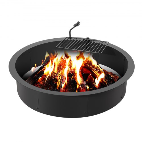 Eldgropsring, eldgropinsats med grilleldring, 40-tums ytterdiameter/36-tums innerdiameter, 8,5 tums höjd, foder i kolstål, gör-det-själv-eldring ovanför/i marken, för utomhuscamping, brasor