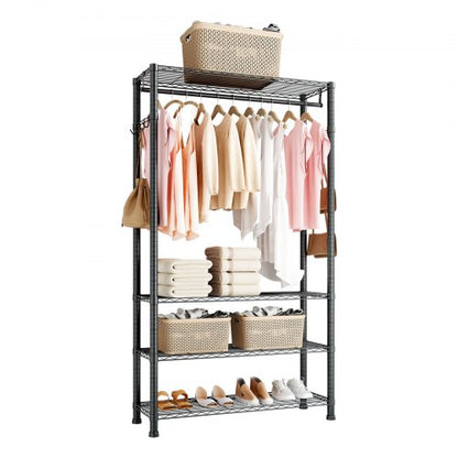 Clothing Garment Rack, Heavy Duty Clothing Garment Rack, 4 Adjustable Tiers Clothing Racks with Carbon Steel, 227 kg Load Capacity Closet Wardrobe for Bedroom, Clothing Store, Hallway